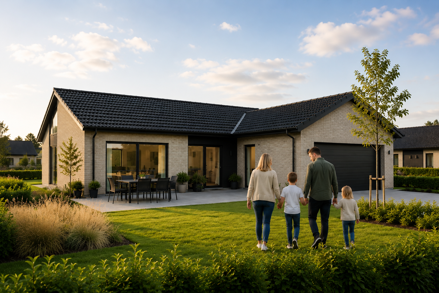 Familie, der skal bygge hus eller købe bolig
