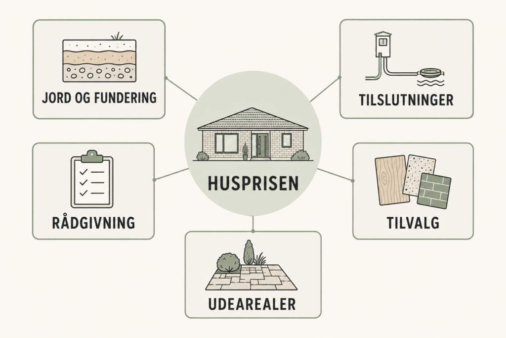 Oversigt over skjulte udgifter ved nybyggeri og poster til byggebudgettet.