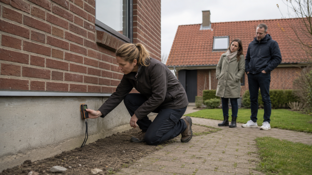Byggesagkyndig undersøger husets fundament før køb